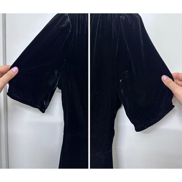 Saloni Tabitha Velvet Mini Dress Black Diamante Embroidery Beaded Crystal US 8 - Picture 15 of 16